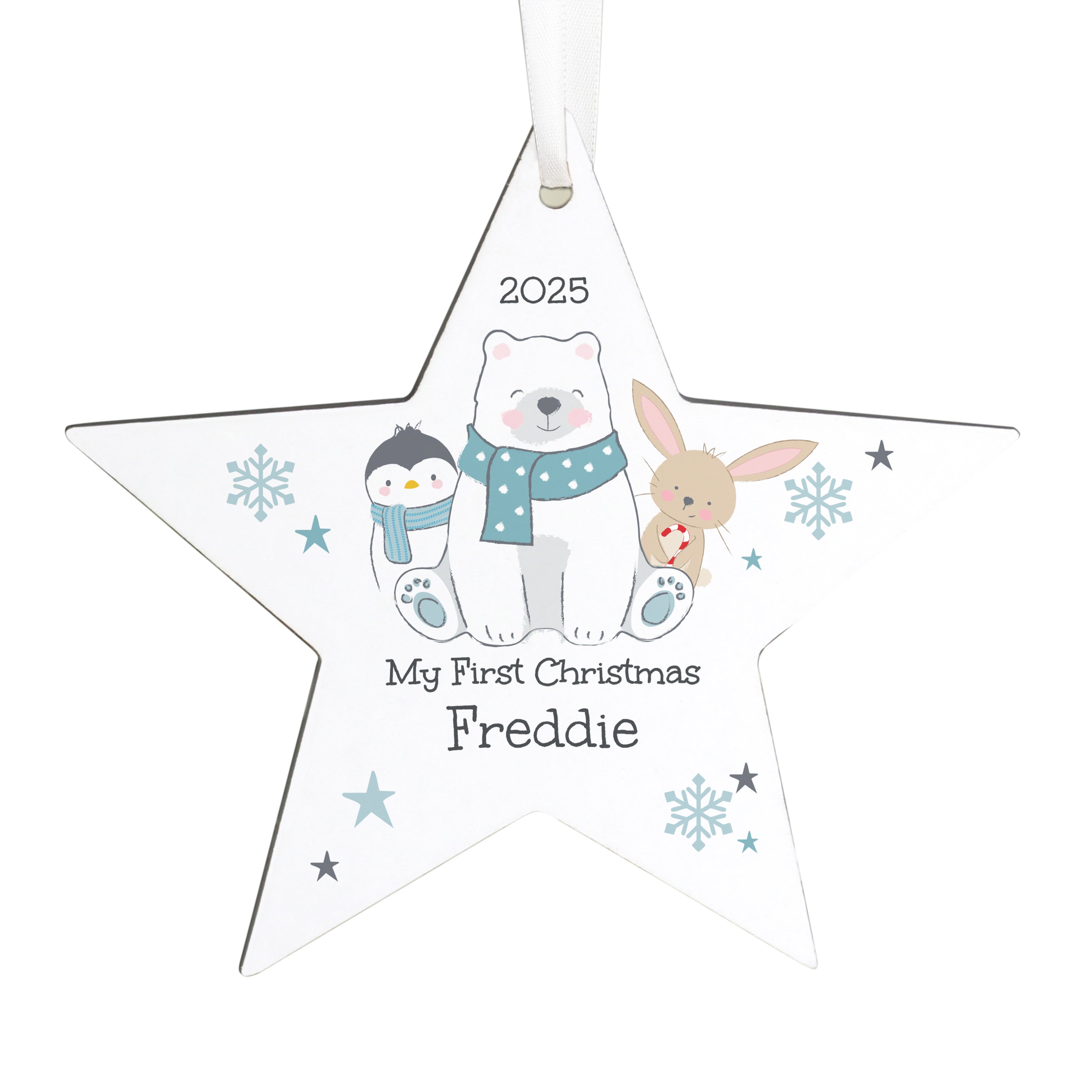 
Personalised Polar Bear Christmas Star Ornament3