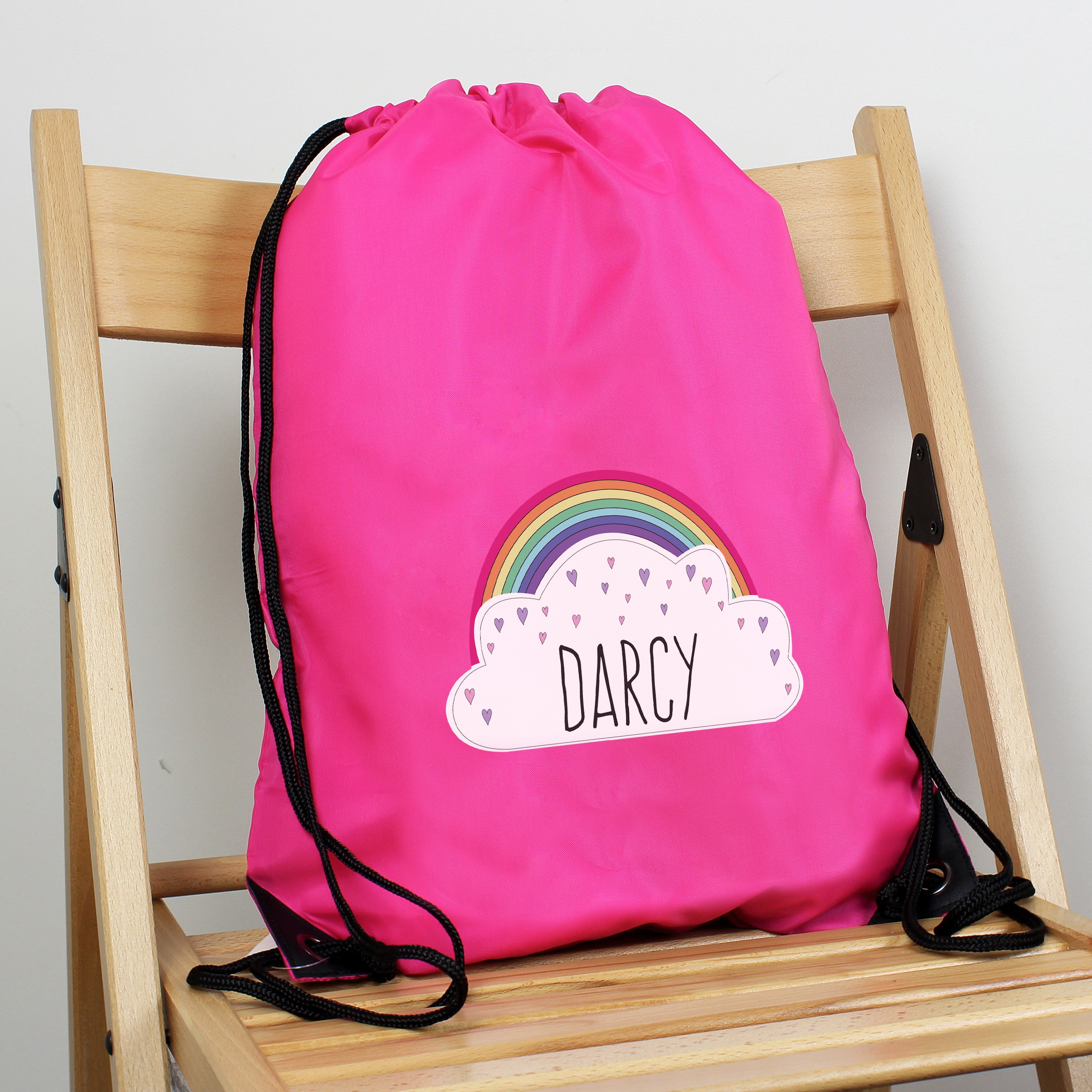 Personalised Rainbow & Hearts Pink Kit Bag2