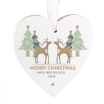 Personalised Reindeer Couple Wooden Heart Decoration3