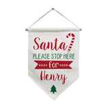 Personalised Santa Stop Here Hanging Banner2