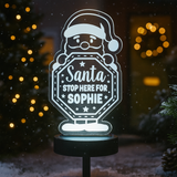 Personalised Santa Stop Here Sign Outdoor Solar Light