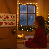 Personalised Santa Stop Here Wooden Sign