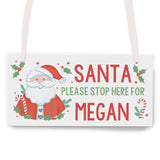 Personalised Santa Stop Here Wooden Sign2
