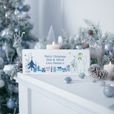 Personalised The Snowman and the Snowdog Wooden Mantel Decoration