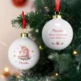 
Personalised Unicorn Christmas Bauble