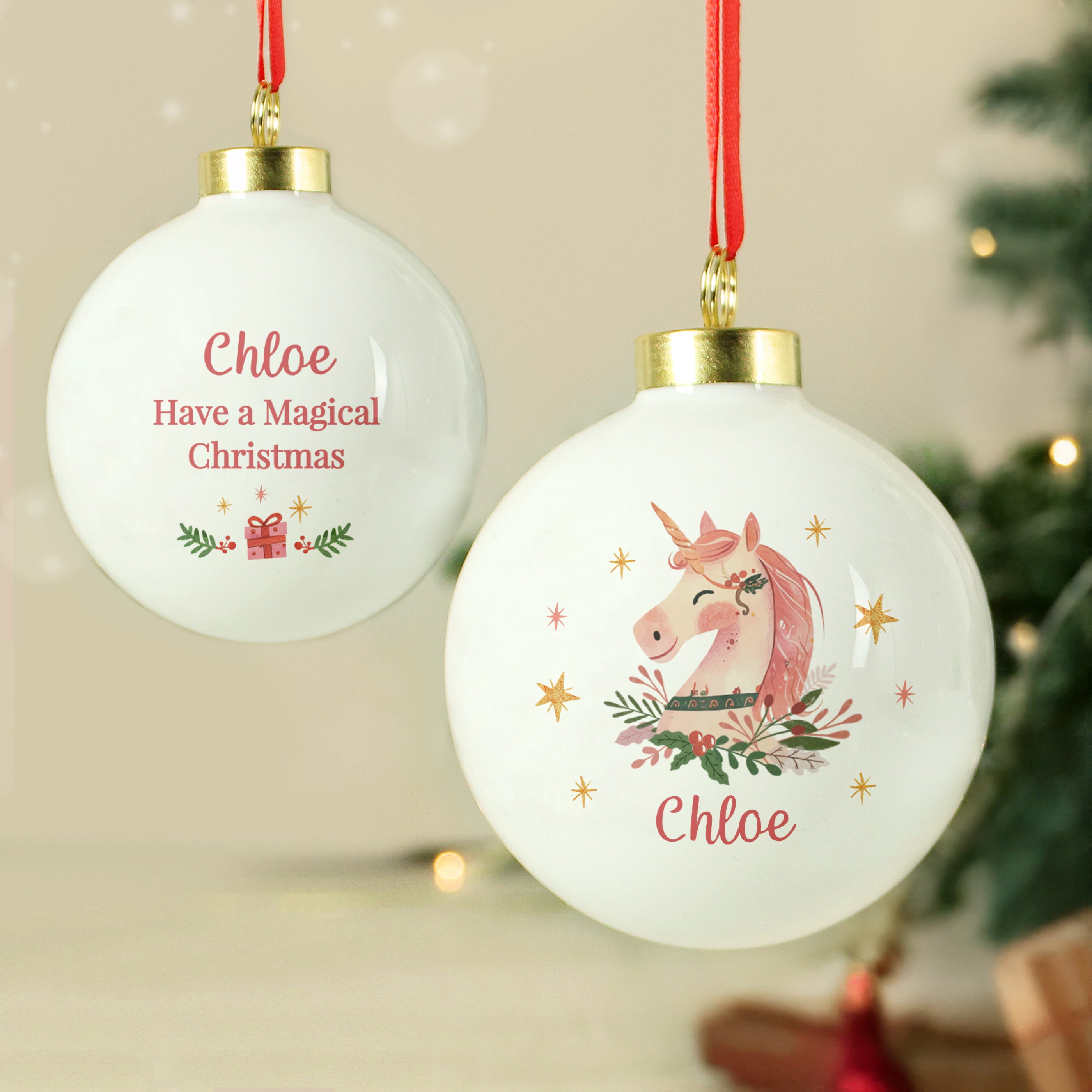 
Personalised Unicorn Christmas Bauble3