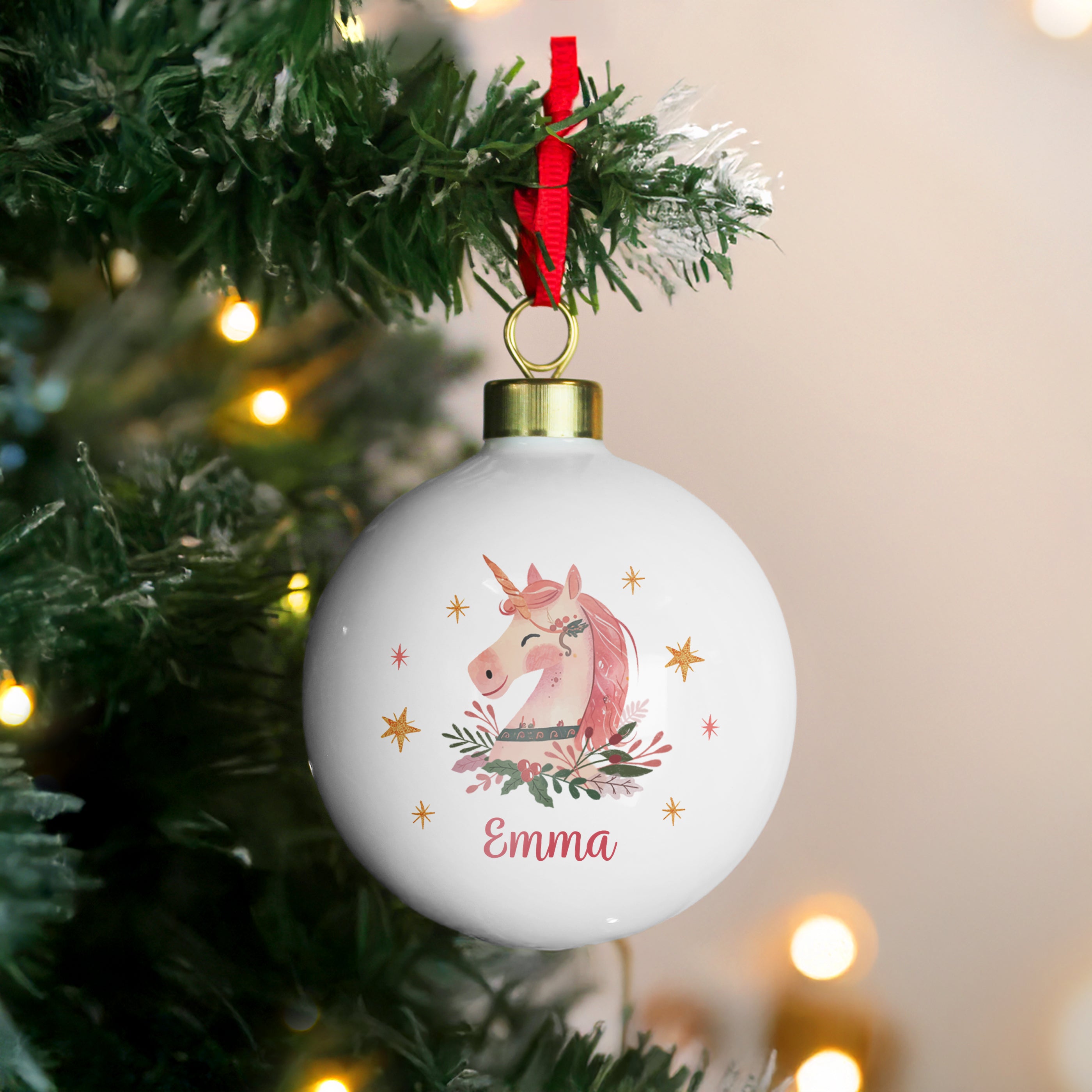 
Personalised Unicorn Christmas Bauble5