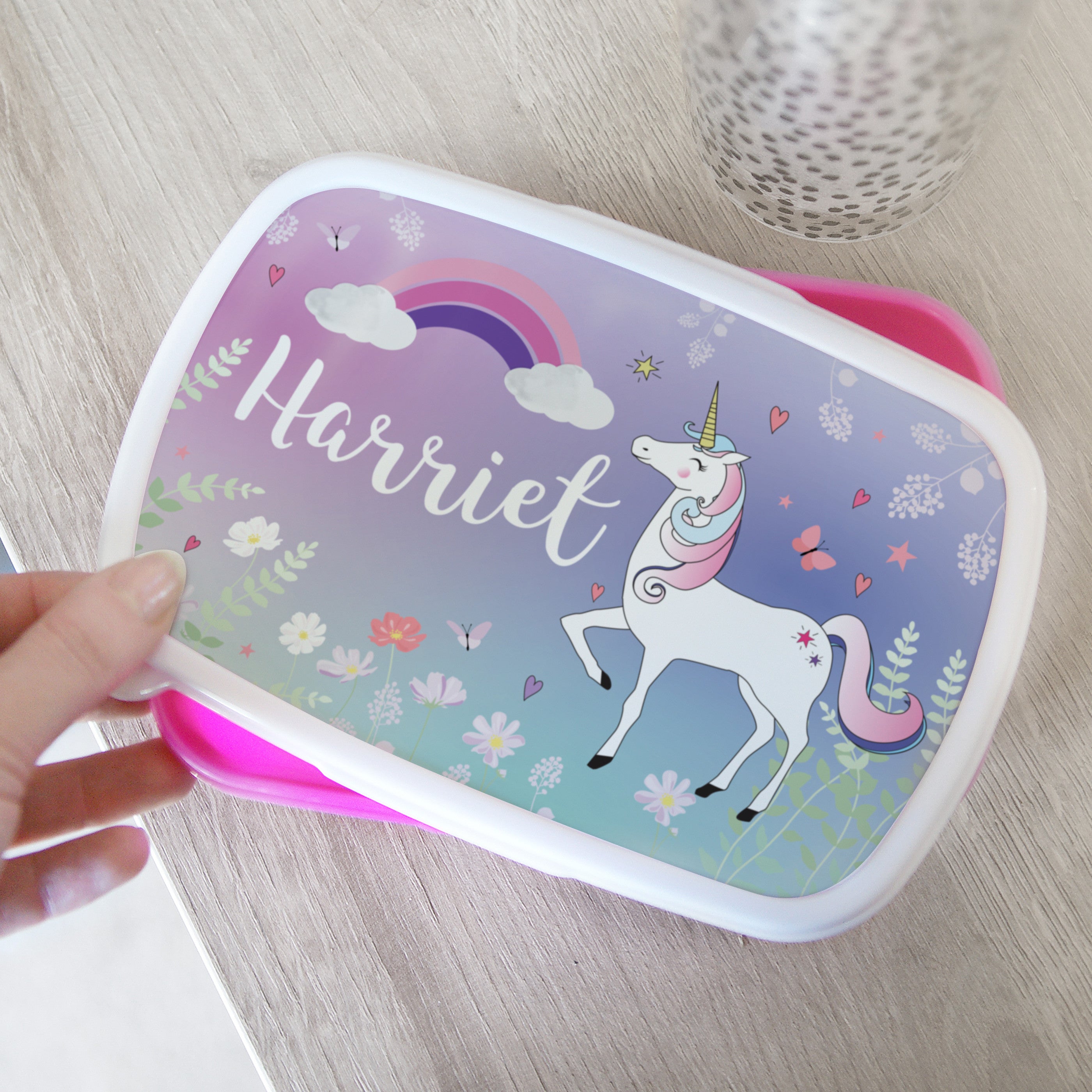 Personalised Unicorn Pink Lunch Box2