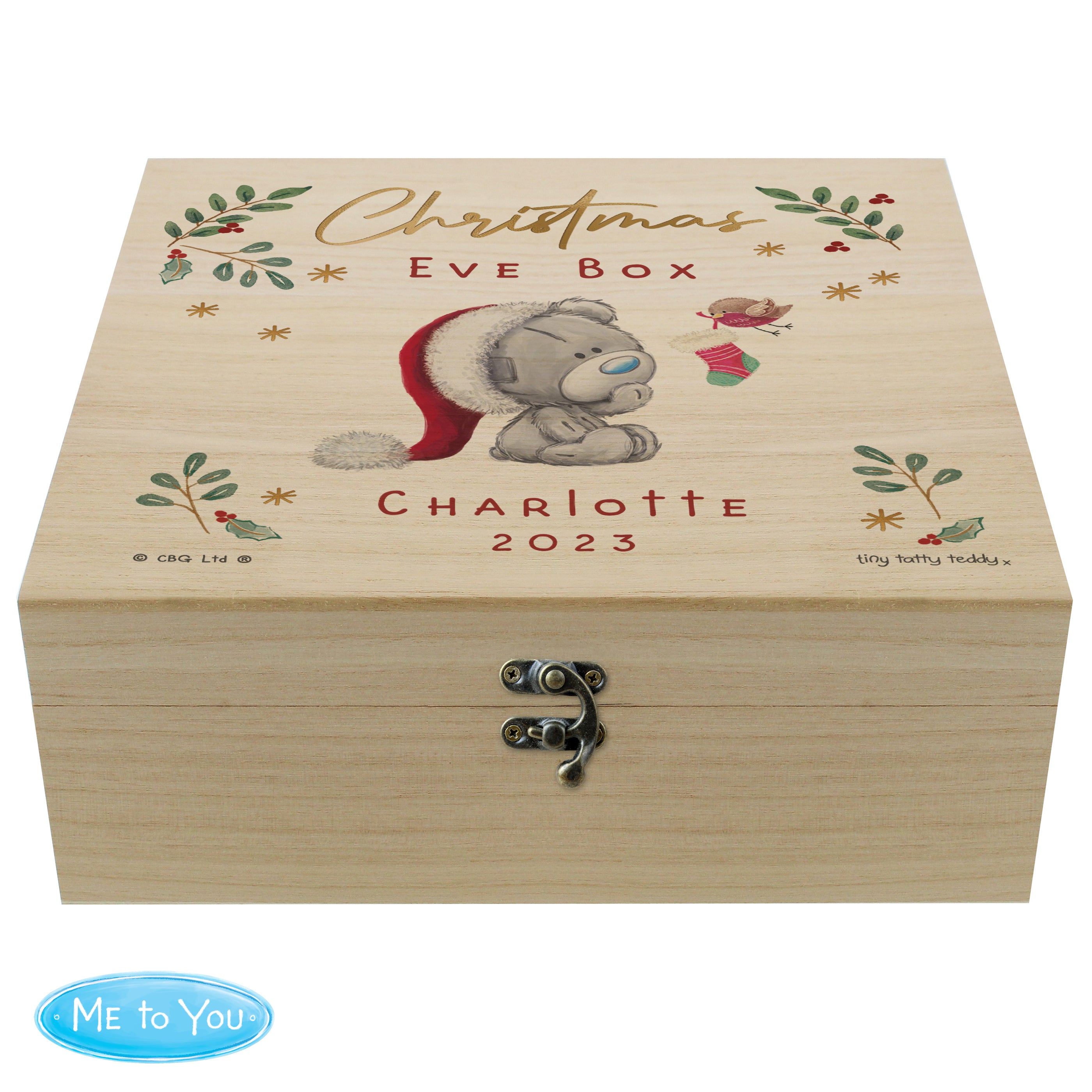 Personalised Winter Christmas Eve Tiny Tatty Teddy Keepsake Box3