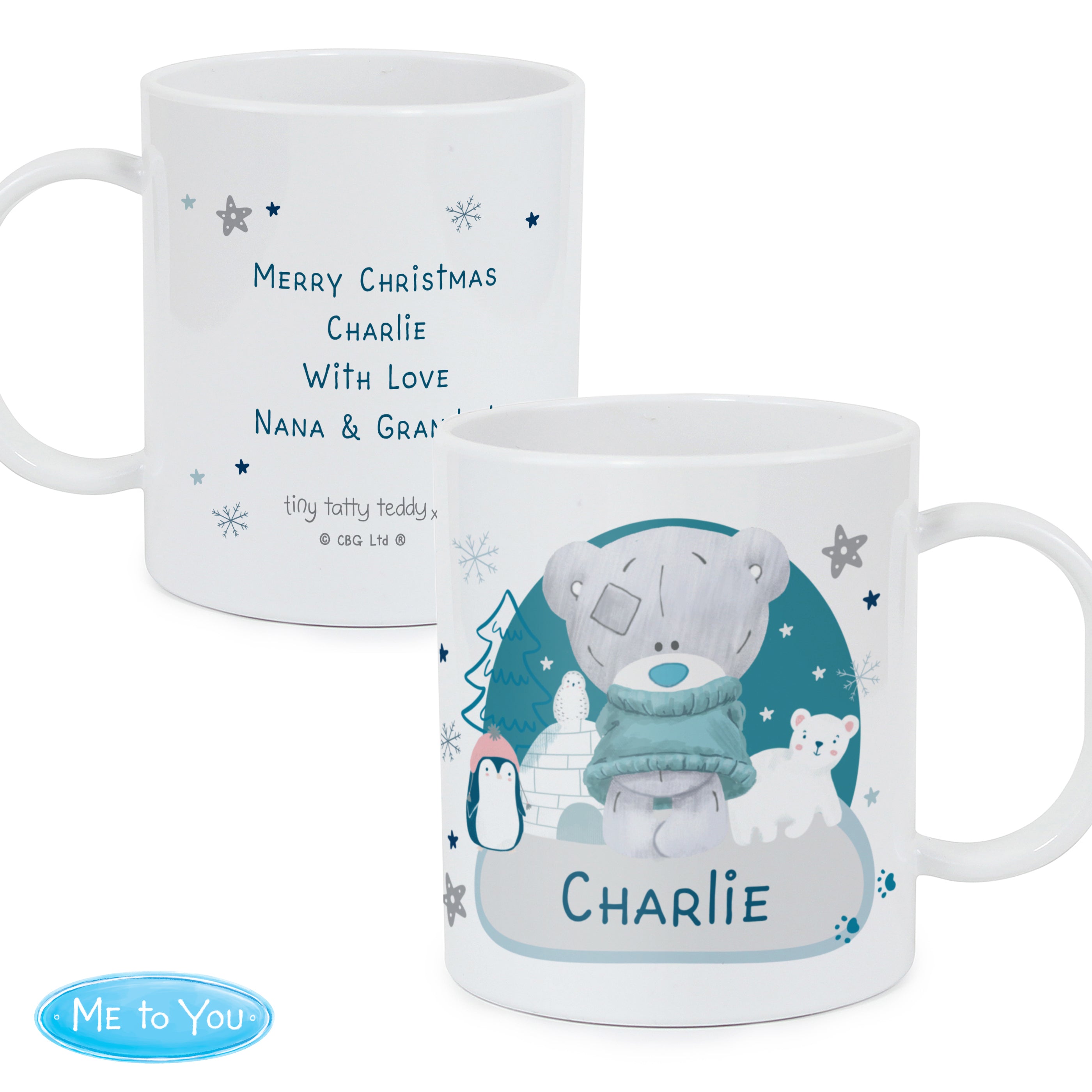 Personalised Winter Explorer Tiny Tatty Teddy Plastic Mug3
