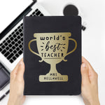 Personalised Worlds Best Teacher Trophy Black Hardback Notebook2