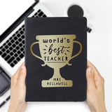 Personalised Worlds Best Teacher Trophy Black Hardback Notebook2