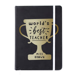 Personalised Worlds Best Teacher Trophy Black Hardback Notebook4