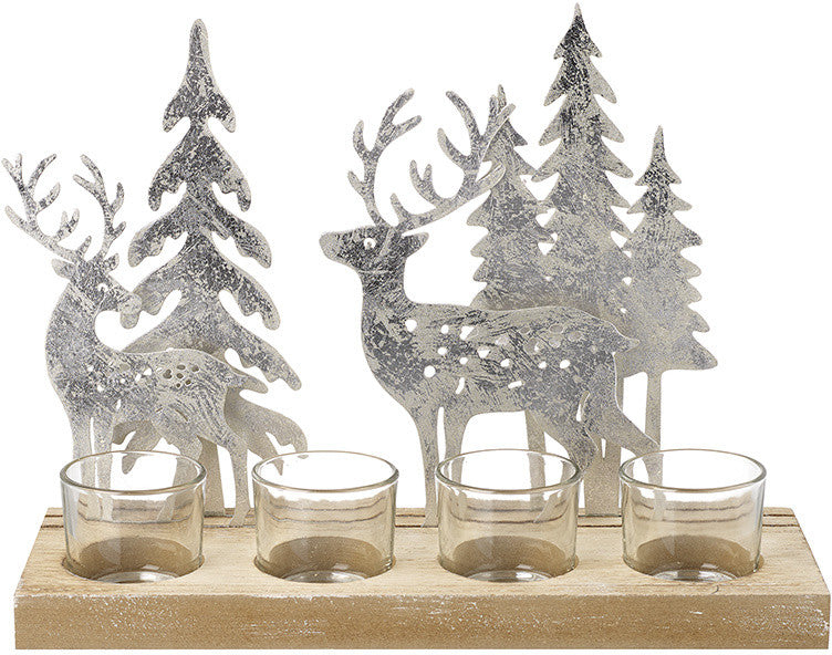 Rustic Metal Reindeer Candle Tray