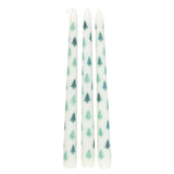 Set of 3 White Fir Tree Taper Candles