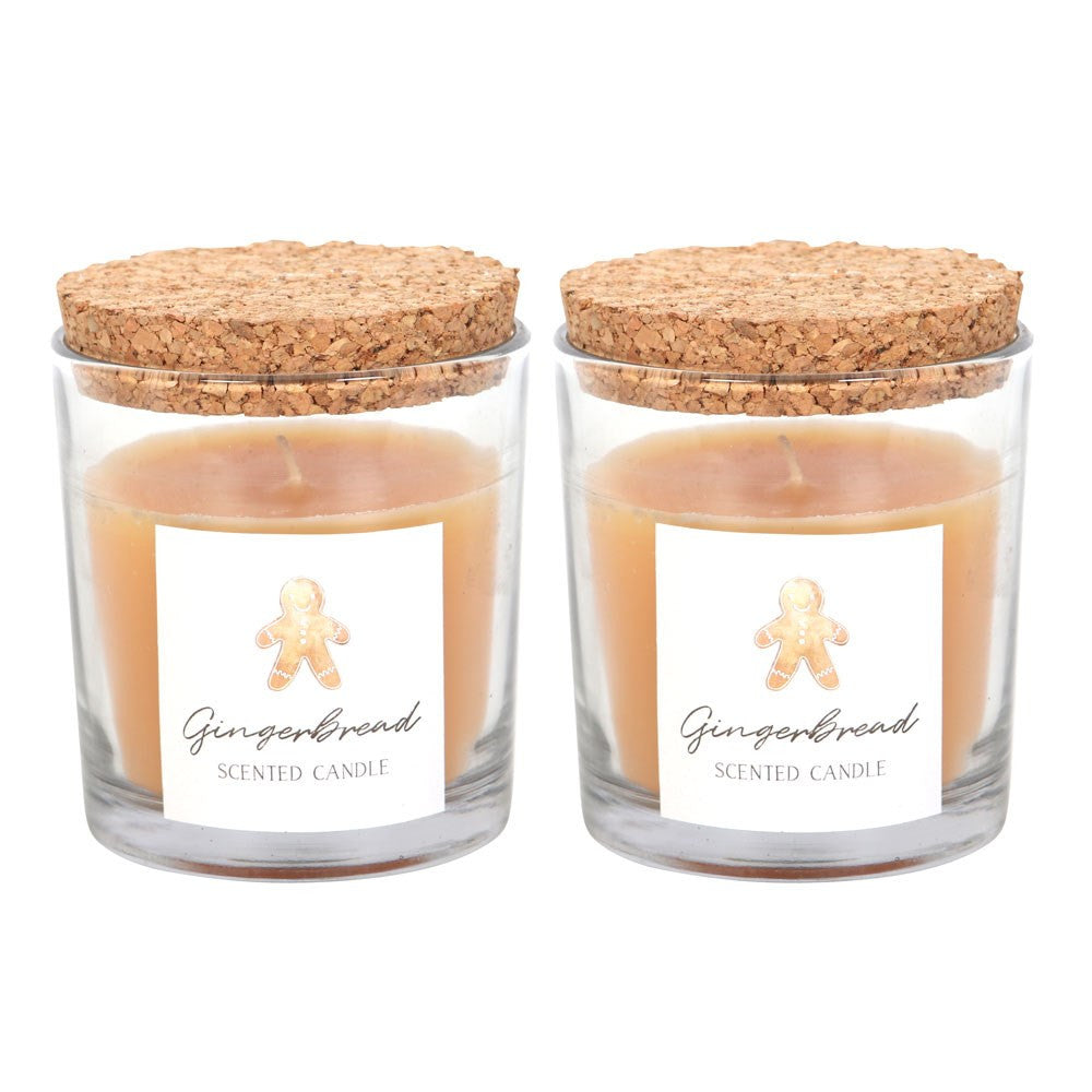 Set of 2 Gingerbread Cork Lidded Candles3