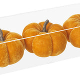 Set of 3 Velvet Orange Pumpkins