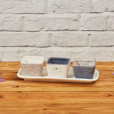 Set of 3 Grey & White Ceramic Mini Snack Dishes