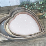 Set of 3 Heart Shaped Polka Dot Trays