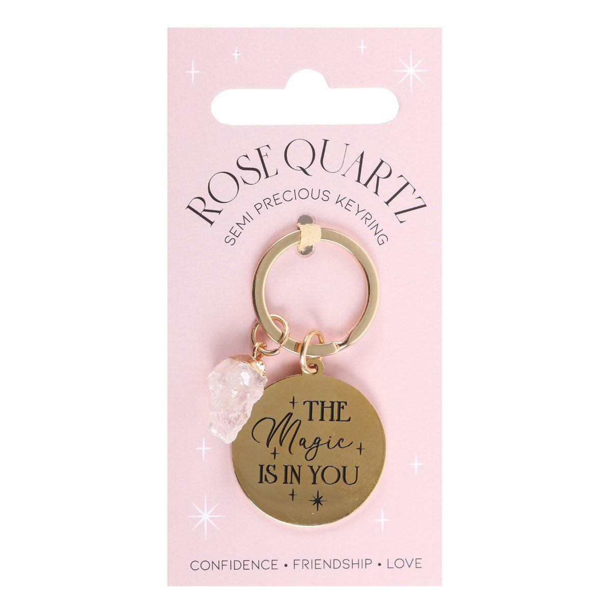 The Magic is in You Rose Quartz Crystal Keyring2