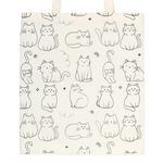 Tote bag with black cat illustrations on a white background