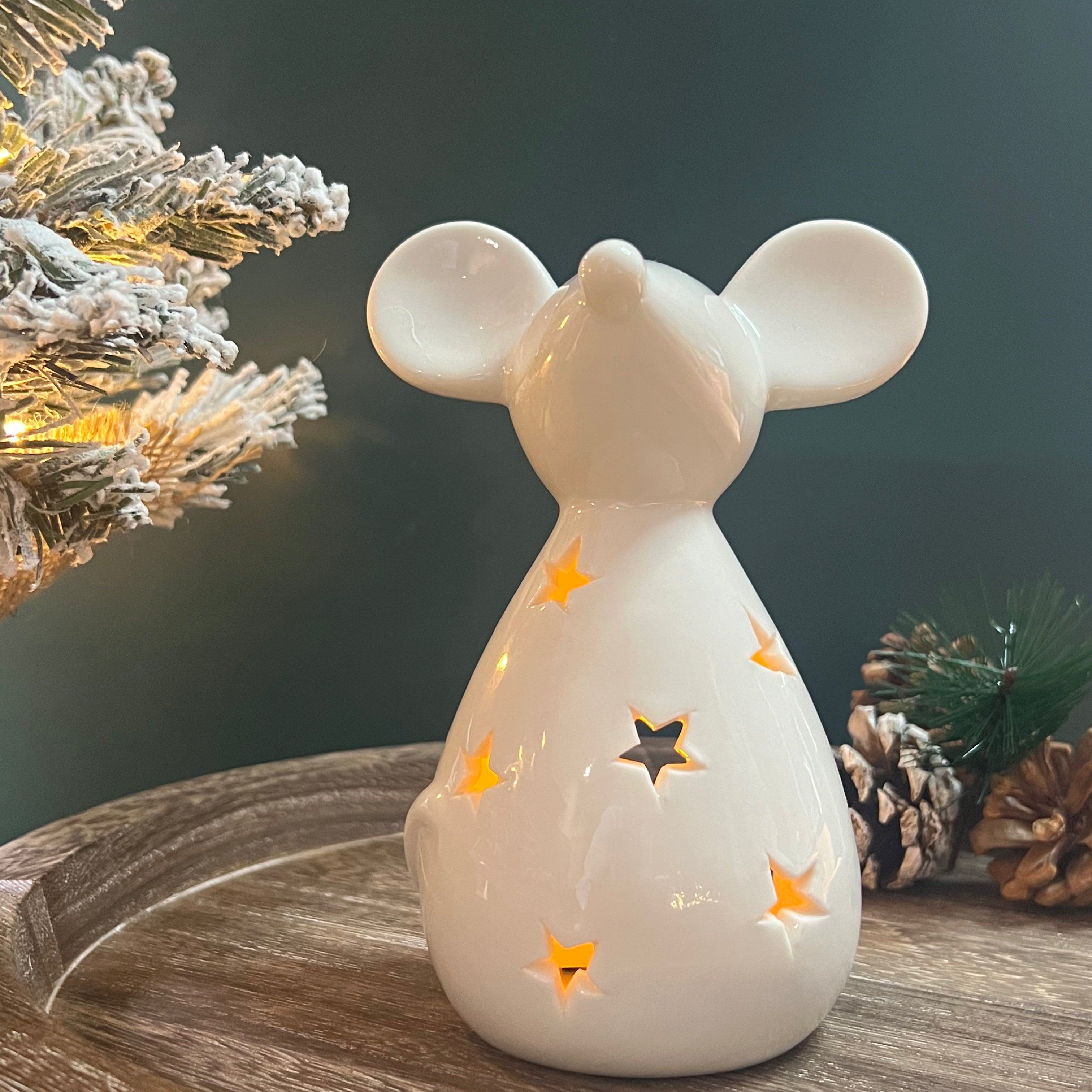 White Starry Mouse T-light Holder