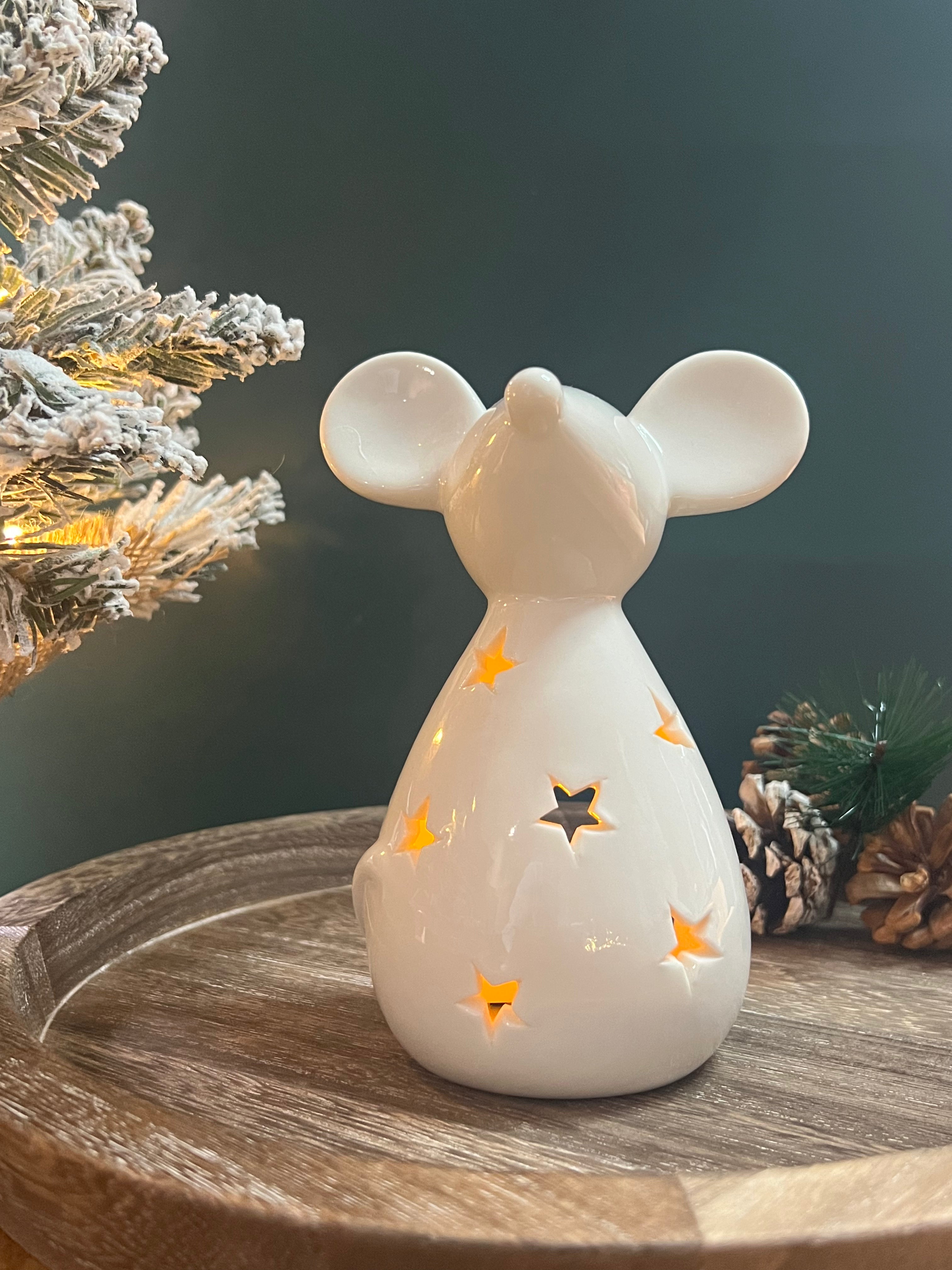 White Starry Mouse T-light Holder