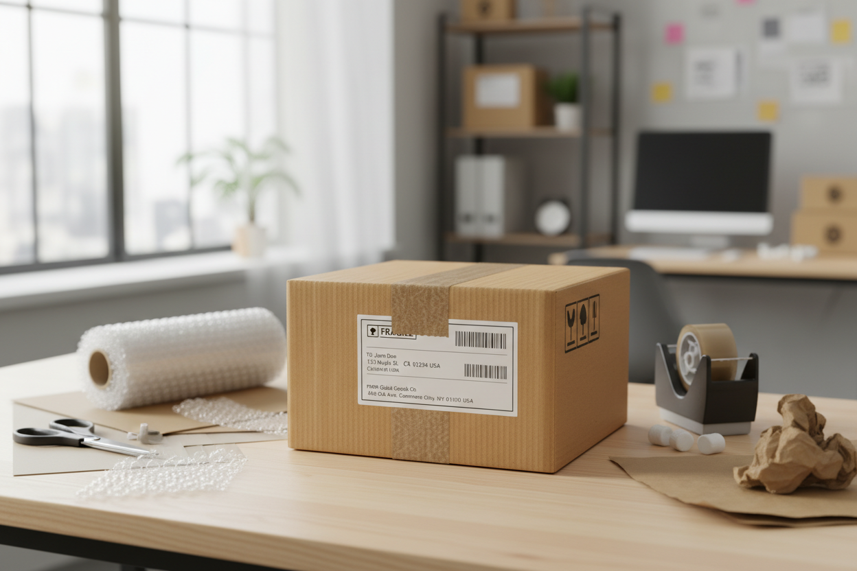 box ready to be posted to customer