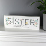 Personalised Floral Sister Wooden Block Sign