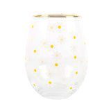 Daisy Print Stemless Wine Glass