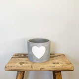 Cement Pot White Heart - Large