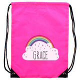 Personalised Rainbow & Hearts Pink Kit Bag