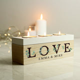 Personalised Botanical Triple Tea Light Box