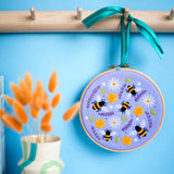 Bees and Lavender Handmade Embroidery Kit Hoop Art