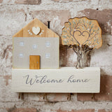 Welcome House & Tree Wooden Key Rack