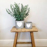 Cement Pot White Heart - Small