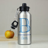 Personalised Blue Name Silver Drinks Bottle