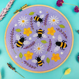 Bees and Lavender Handmade Embroidery Kit Hoop Art