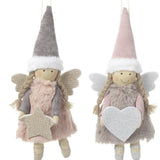 Hanging Pink & Grey Fabric Angels