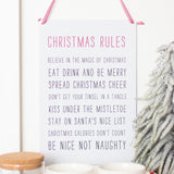 Christmas Rules Metal Hanging Sign