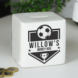 Personalised Football Badge Square Money Box