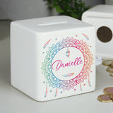 Personalised Dreamcatcher Square Money Box