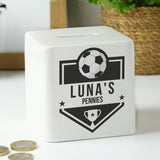 Personalised Football Badge Square Money Box