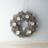 Silver and White Wooden Wreath