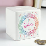 Personalised Dreamcatcher Square Money Box