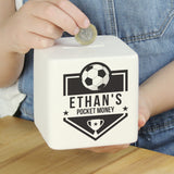 Personalised Football Badge Square Money Box