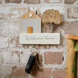 Welcome House & Tree Wooden Key Rack