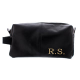 Personalised Luxury Initials Black Leatherette Wash Bag