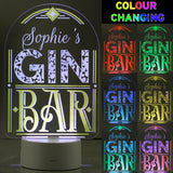 Personalised Gin Bar LED Colour Changing Night Light