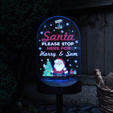 Personalised Santa Stop Here Outdoor Solar Light